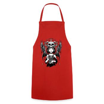 Demon Wings Gothic Girl - Cooking Apron - red - Front - AI Model Male 185 dark (185cm)