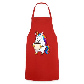Funny Unicorn Coffee Overload - Cooking Apron - red - Front - AI Model Male 185 dark (185cm)