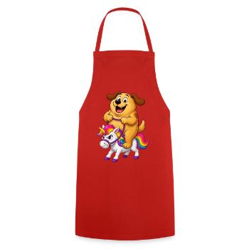 Dog Riding Grumpy Rainbow Unicorn - Tablier de cuisine - rouge - Devant - AI Model Male 185 dark (185cm)