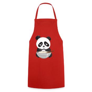 Panda with chopsticks and rice, Asian - Cooking Apron - red - Front - AI Model Male 185 dark (185cm)