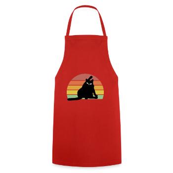 chat vintage et drôle qui a l'air en colère - Tablier de cuisine - rouge - Devant - AI Model Male 185 dark (185cm)