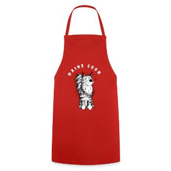 Cheerful Maine Coon - Cat - Main Coon - Cats - Cooking Apron - red - Front - AI Model Male 185 dark (185cm)