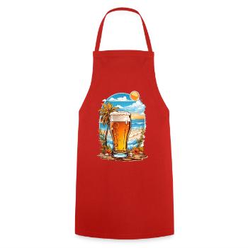 Beach Beer - Cooking Apron - red - Front - AI Model Male 185 dark (185cm)