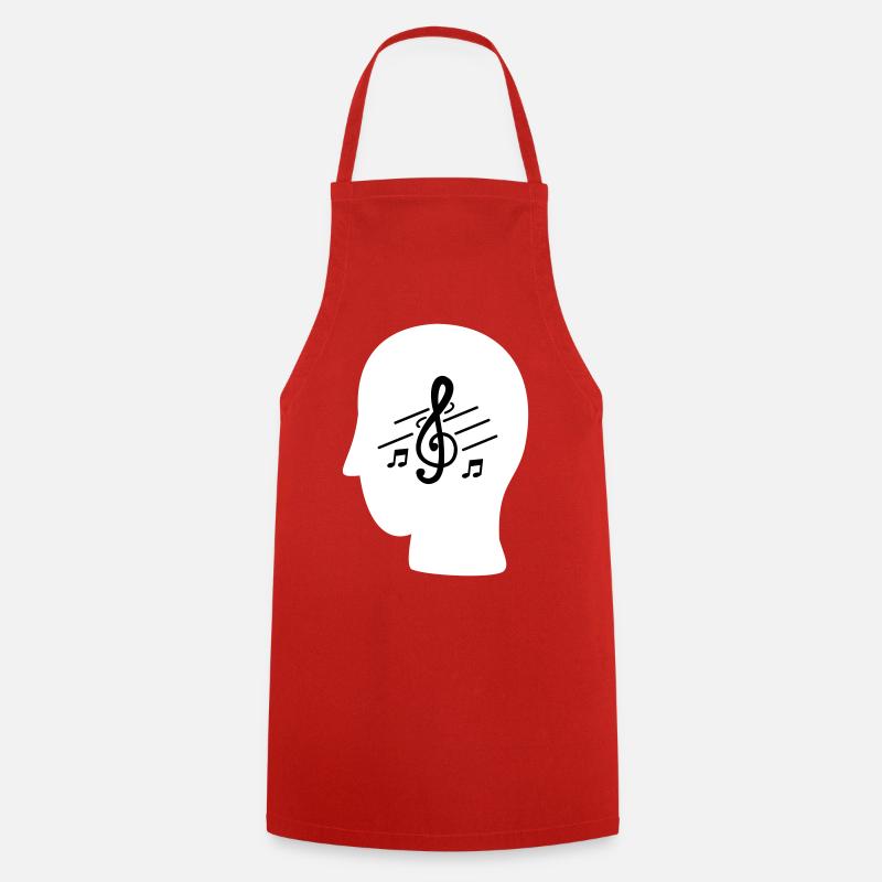 MUSIC IN MY MIND - Cooking Apron - red