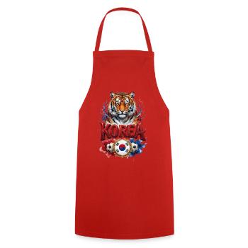 Korea - Taeguk Warriors - Tigers of Asia - Red Dev - Cooking Apron - red - Front - AI Model Male 185 dark (185cm)
