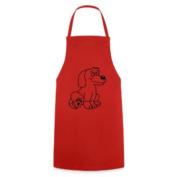 chien assis mignon petit chiot heureux animal de compagnie - Tablier de cuisine - rouge - Devant - AI Model Male 185 dark (185cm)