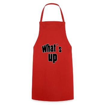 What's up - Cooking Apron - red - Front - AI Model Male 185 dark (185cm)