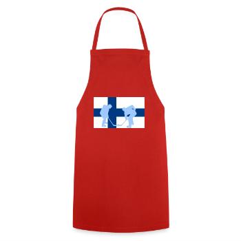 La Finlande, mon pays, mon drapeau ! - Tablier de cuisine - rouge - Devant - AI Model Male 185 dark (185cm)