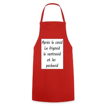 Après le covid - Tablier de cuisine - rouge - Devant - AI Model Male 185 dark (185cm)