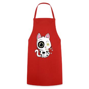 Chat fumeur - Tablier de cuisine - rouge - Devant - AI Model Male 185 dark (185cm)