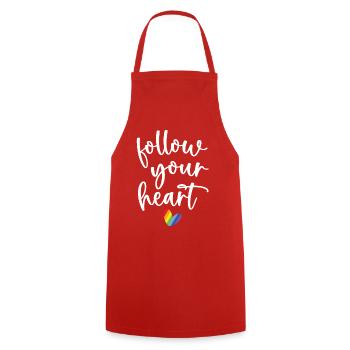 Pride Month - Follow Your Heart - Cooking Apron - red - Front - AI Model Male 185 dark (185cm)