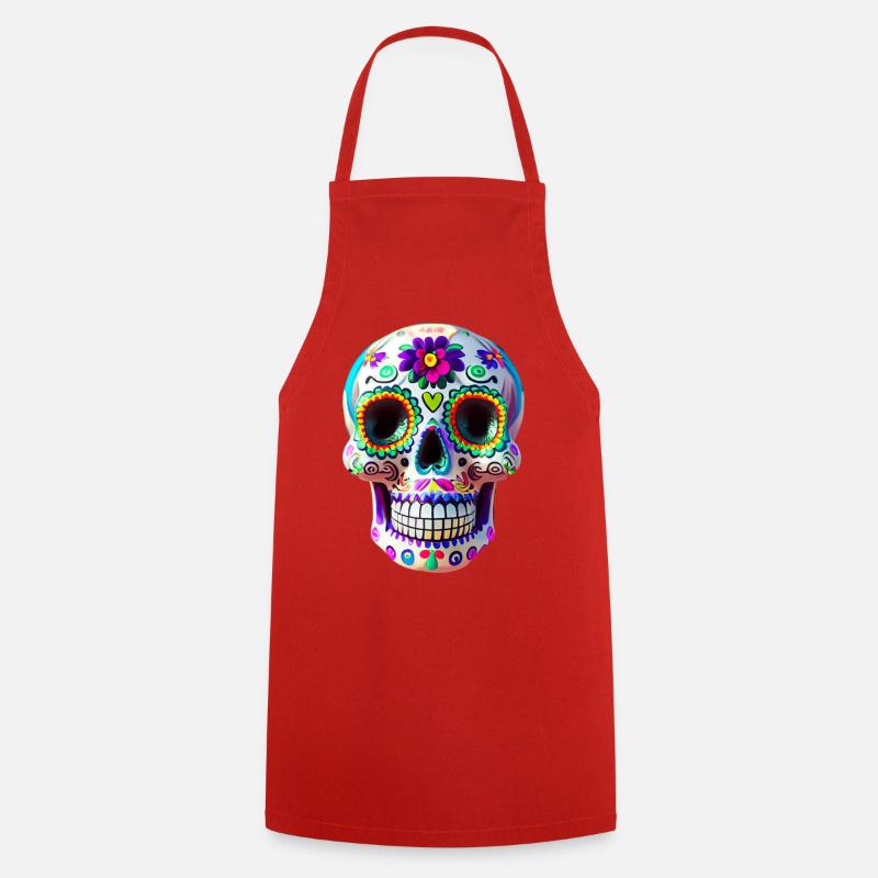 Dia de los Muertos - Cooking Apron - red