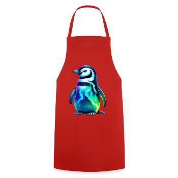 Aurora Borealis Penguin - Cooking Apron - red - Front - AI Model Male 185 dark (185cm)