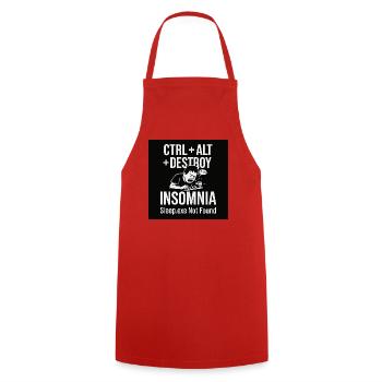 Insomnia Meme Graphic Tee - Cooking Apron - red - Front - AI Model Male 185 dark (185cm)