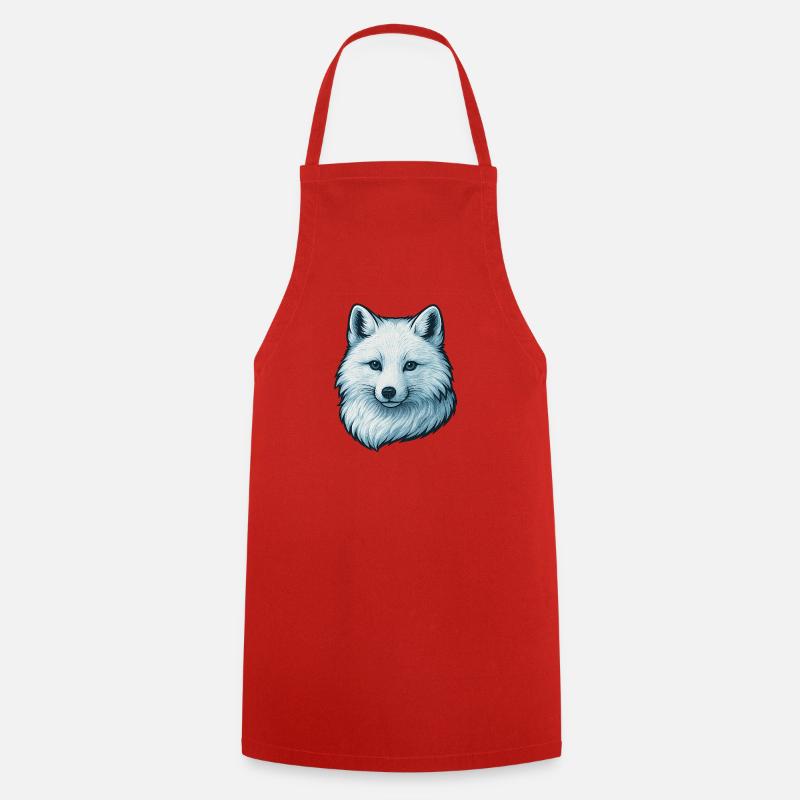 Blue wolf face illustration - Cooking Apron - red