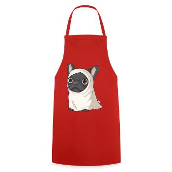 Buldog Français Chien Halloween Fantôme - Tablier de cuisine - rouge - Devant - AI Model Male 185 dark (185cm)