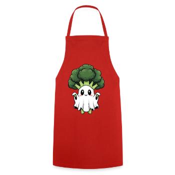 Cute Halloween Broccoli Ghost Ghost Costume - Cooking Apron - red - Front - AI Model Male 185 dark (185cm)