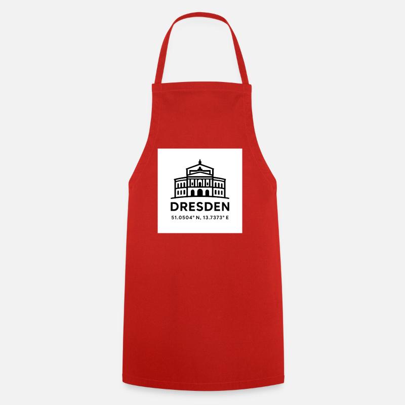 Dresden Skyline Line Style Coordinates Semperoper - Cooking Apron - red