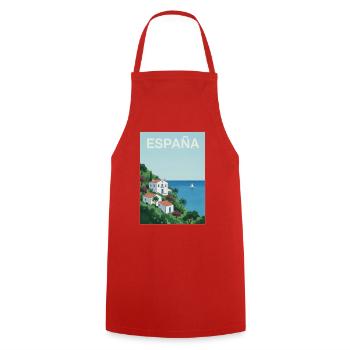 Spanish coastal idyll - Cooking Apron - red - Front - AI Model Male 185 dark (185cm)