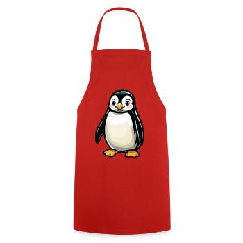 Cuddly Penguin Cartoon - Cooking Apron - red - Front - AI Model Male 185 dark (185cm)