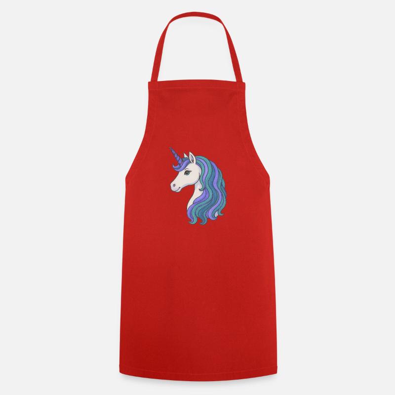 Pastel Unicorn Mane Portrait - Cooking Apron - red