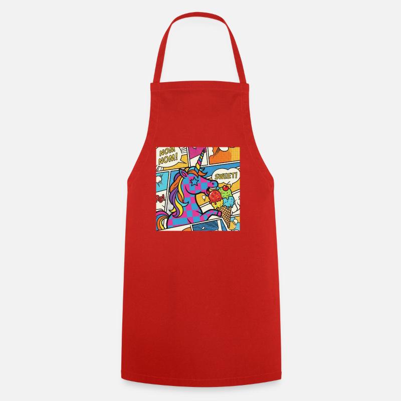 Einhorn-Pop-Art-Delight-Regenbogen - Kochschürze - Rot