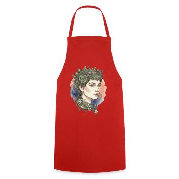 Floral Portrait Nymph Watercolor Beauty Charm - Cooking Apron - red - Front - AI Model Male 185 dark (185cm)