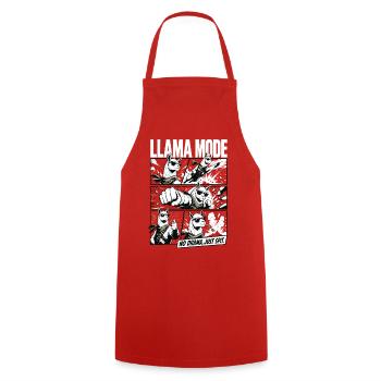 No Drama Llama Comic Vibes - Cooking Apron - red - Front - AI Model Male 185 dark (185cm)