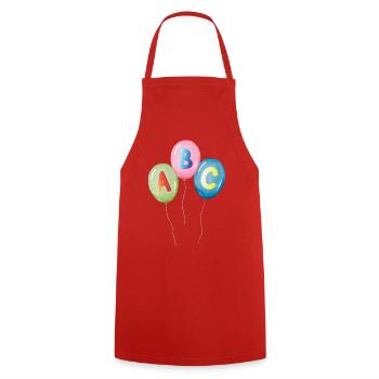 ABC Luftballons in bunten Pastellfarben - Kochschürze - Rot - Vorne - AI Model Male 185 dark (185cm)