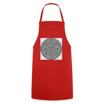 Maori style Rundmandala Ornament - Kochschürze - Rot - Vorne - AI Model Male 185 dark (185cm)