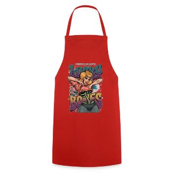 Lucky Bones Retro Skeleton Pin Up Streetwear - Cooking Apron - red - Front - AI Model Male 185 dark (185cm)