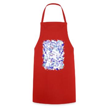 Motif tie-dye turquoise bleu - Tablier de cuisine - rouge - Devant - AI Model Male 185 dark (185cm)