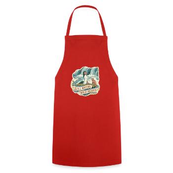 Woman by the waterfall in retro style - Cooking Apron - red - Front - AI Model Male 185 dark (185cm)