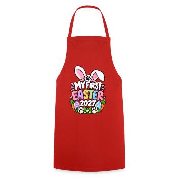 Mein erstes Ostern 2027 – Süßes Welpen-Ostern - Kochschürze - Rot - Vorne - AI Model Male 185 dark (185cm)