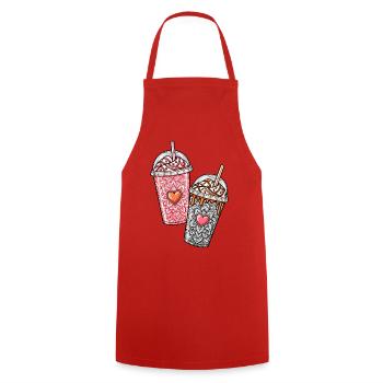 Coffee Hearts – Pink & Orange Iced Coffee - Kochschürze - Rot - Vorne - AI Model Male 185 dark (185cm)