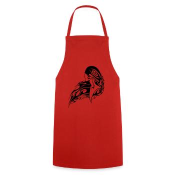 Tattoo Hoodie selber bedrucken - Motiv Frau - Kochschürze - Rot - Vorne - AI Model Male 185 dark (185cm)