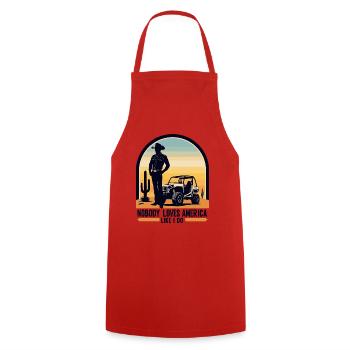 Amoureux de l’Amérique - Tablier de cuisine - rouge - Devant - AI Model Male 185 dark (185cm)