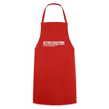 Je procrastine c'est mon super pouvoir - Tablier de cuisine - rouge - Devant - AI Model Male 185 dark (185cm)