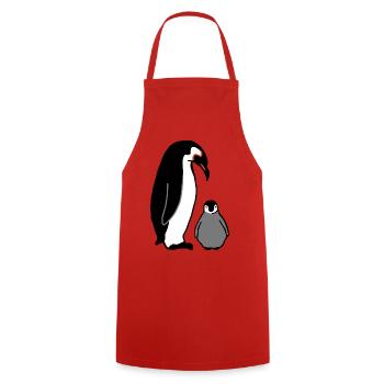 Pingouin avec bébé - Tablier de cuisine - rouge - Devant - AI Model Male 185 dark (185cm)