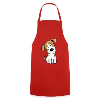 Happy Jack Russell dog cartoon - Cooking Apron - red - Front - AI Model Male 185 dark (185cm)