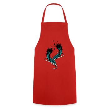 Feathers Mystical Magical Fantasy Nature Birds - Cooking Apron - red - Front - AI Model Male 185 dark (185cm)