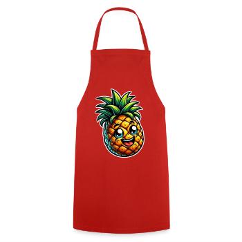 Pineapple - Cooking Apron - red - Front - AI Model Male 185 dark (185cm)