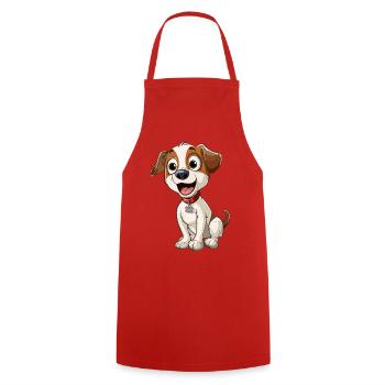 Fröhlicher Welpen Cartoon Hund - Kochschürze - Rot - Vorne - AI Model Male 185 dark (185cm)