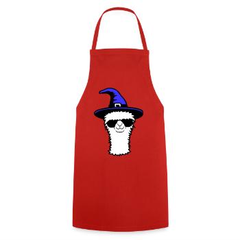 Lama Cool Hexenhut Sonnenbrille Halloween Alpaka - Kochschürze - Rot - Vorne - AI Model Male 185 dark (185cm)