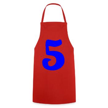 5. ANNIVERSARY. 5 YEARS. 5th ANNIVERSARY - Cooking Apron - red - Front - AI Model Male 185 dark (185cm)