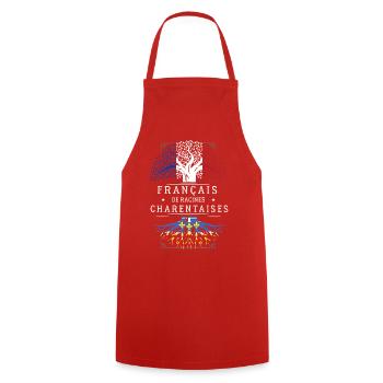 Francais De Racines Charentaises T-Shirt Cadeau... - Tablier de cuisine - rouge - Devant - AI Model Male 185 dark (185cm)