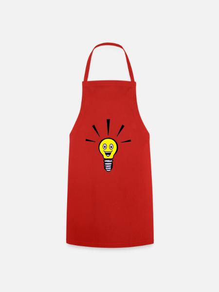 Light bulb with smiley - big idea - Cooking Apron - red