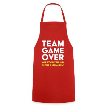 Bräutigam Support JGA Team Game Over - Kochschürze - Rot - Vorne - AI Model Male 185 dark (185cm)