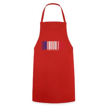 Code barre france - Tablier de cuisine - rouge - Devant - AI Model Male 185 dark (185cm)