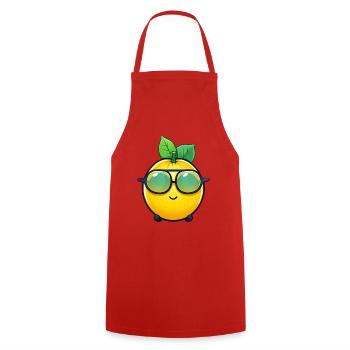 Coole Zitrone - Erfrischende Limonaden-Design - Kochschürze - Rot - Vorne - AI Model Male 185 dark (185cm)